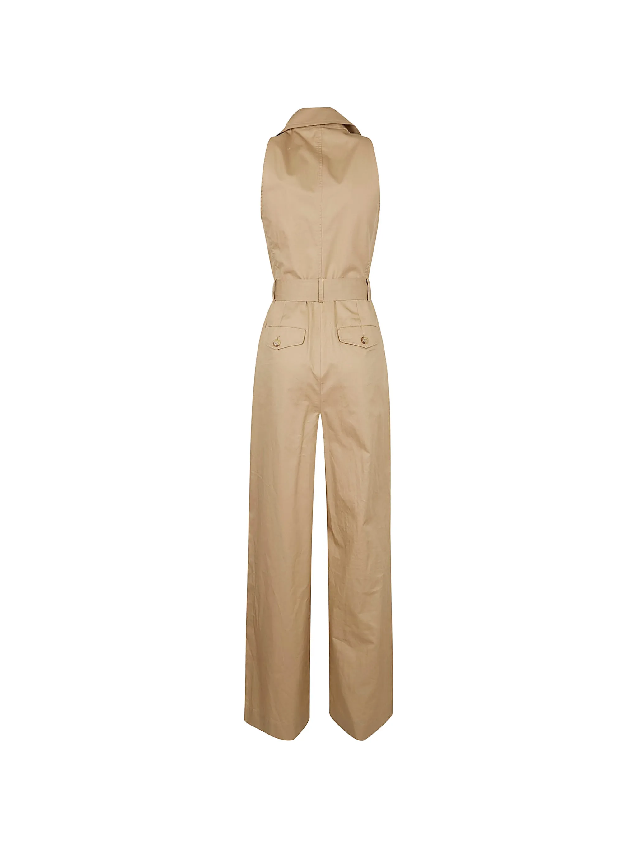Light Beige Woven Wide Leg Jumpsuit