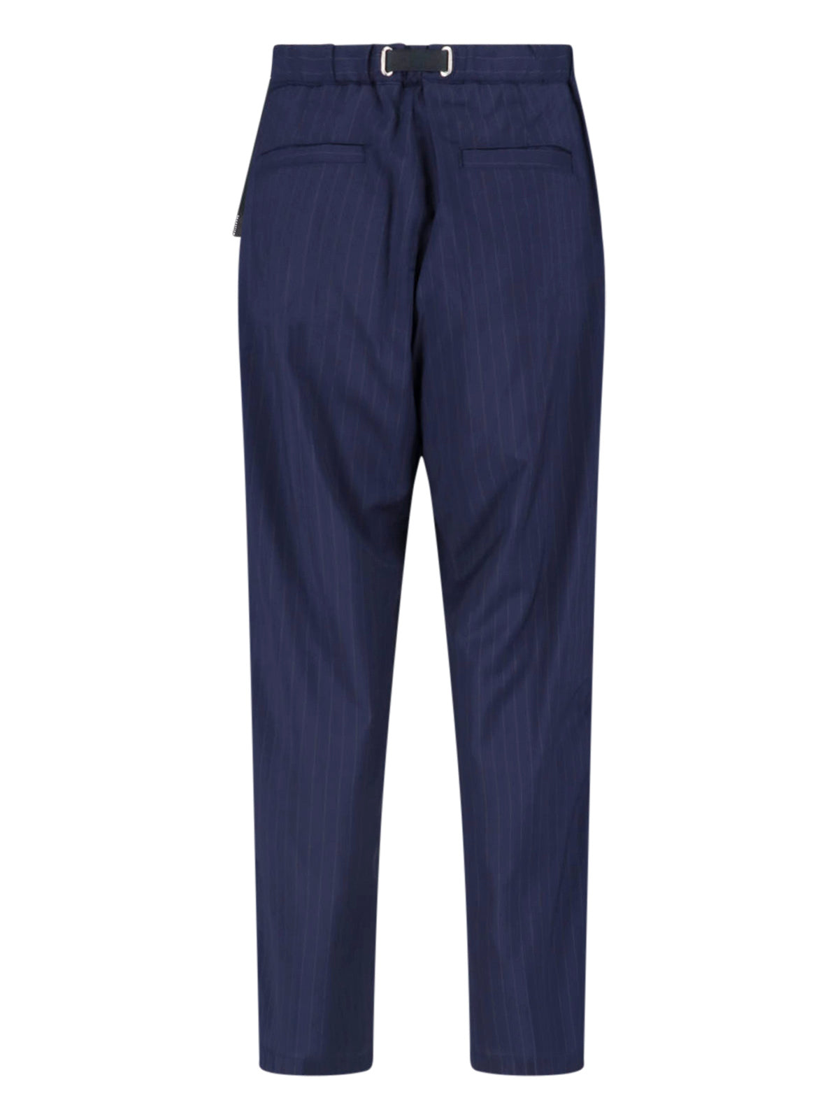 Blue Pinstripe Straight-Leg Wool Trousers