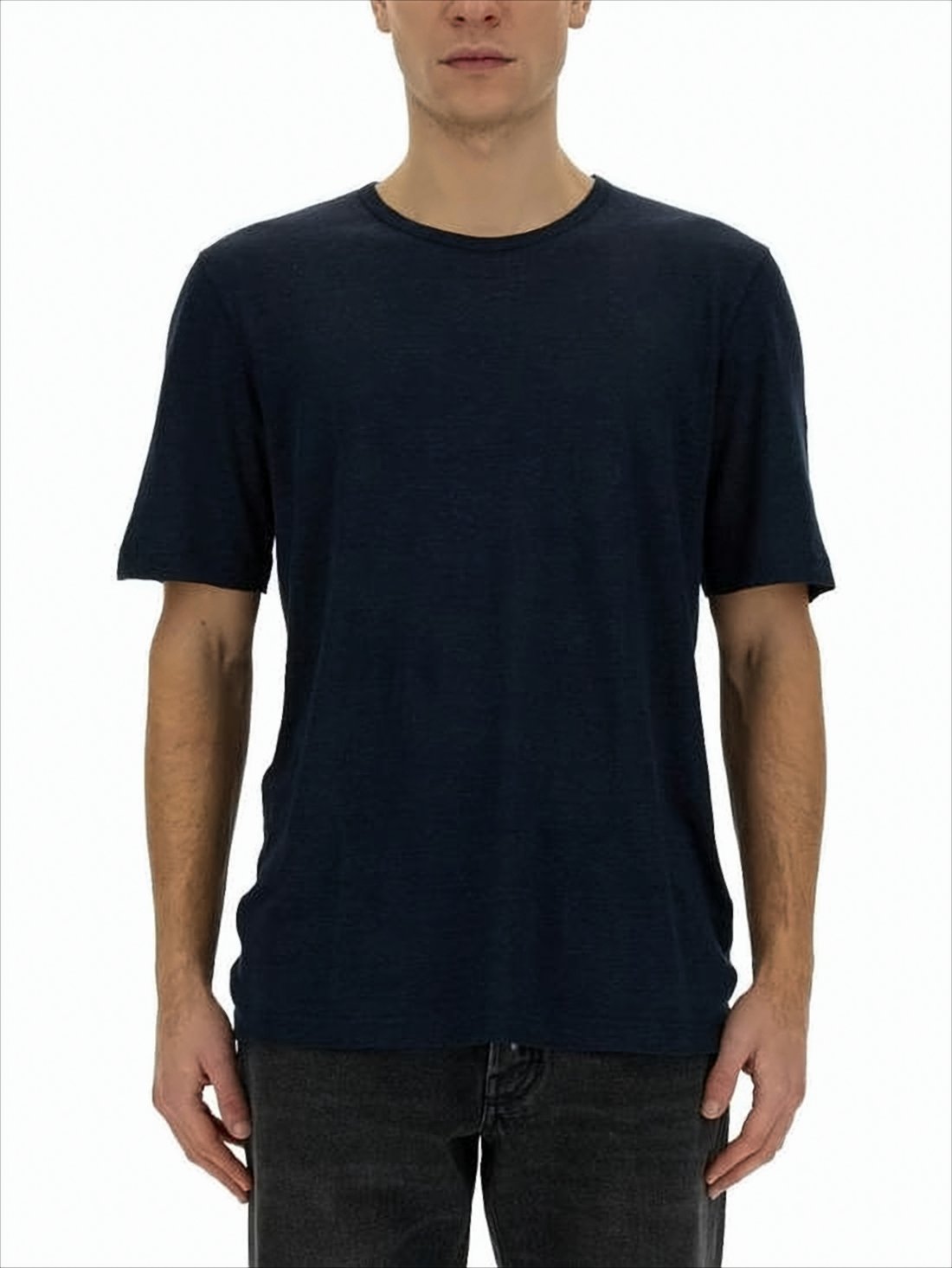 Relaxed Fit Dark Navy Linen T-Shirt