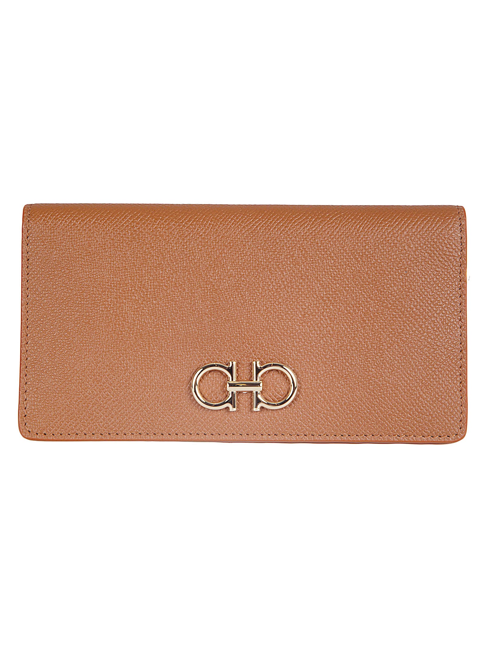 Textured Hammered Calf Leather Wallet with Gold-tone Gancini Buckle