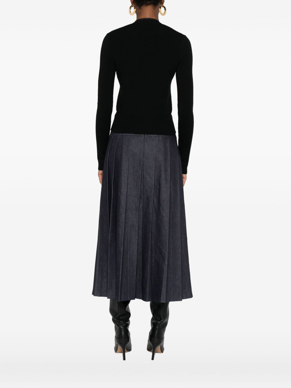 Cropped Black Wool Cardigan