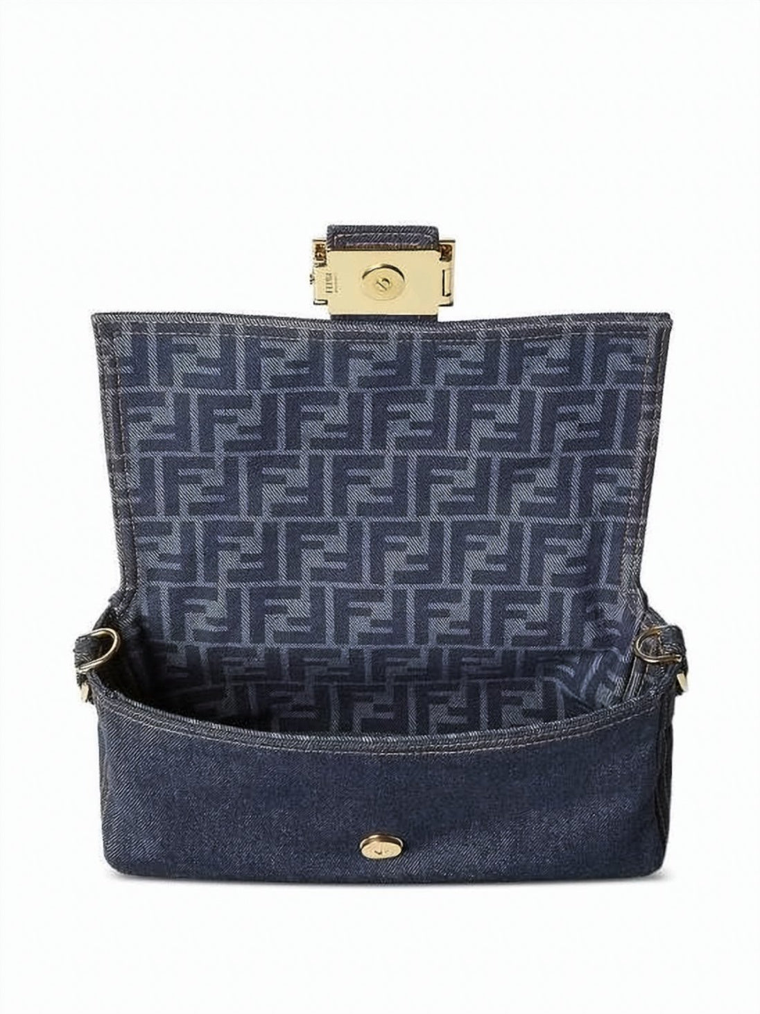 Calf Leather-Accented Fendi Shoulder Bag with Gold-Tone Closure