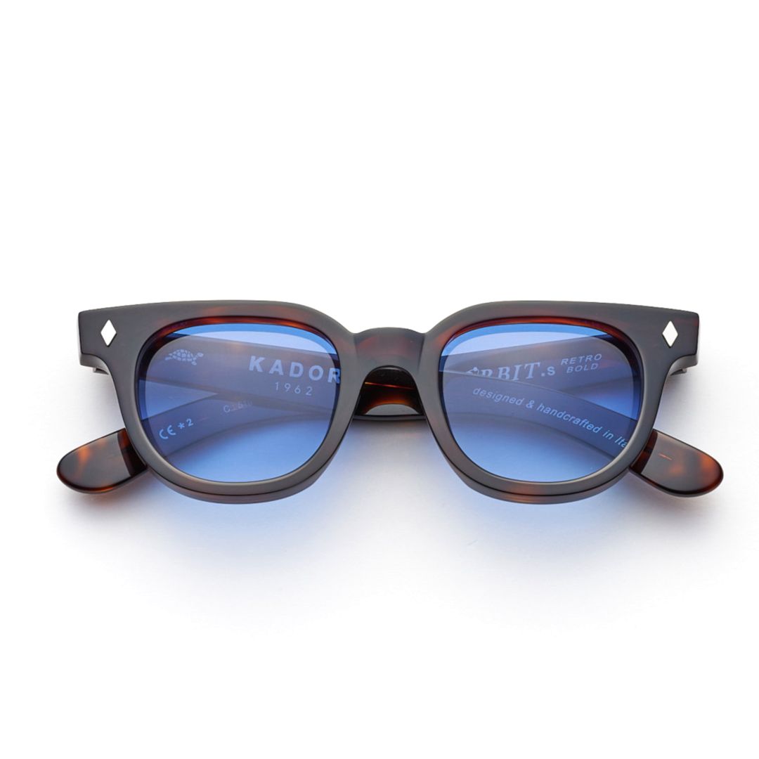 Orbit Square Frame Tortoiseshell Sunglasses with Gradient Blue Lenses