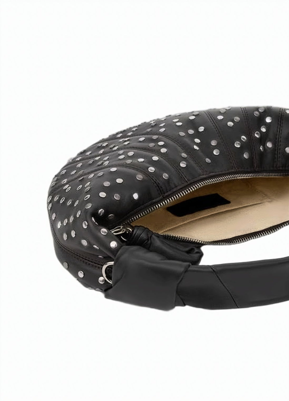 Studded Dot Mini Crescent Bag with Padded Handle