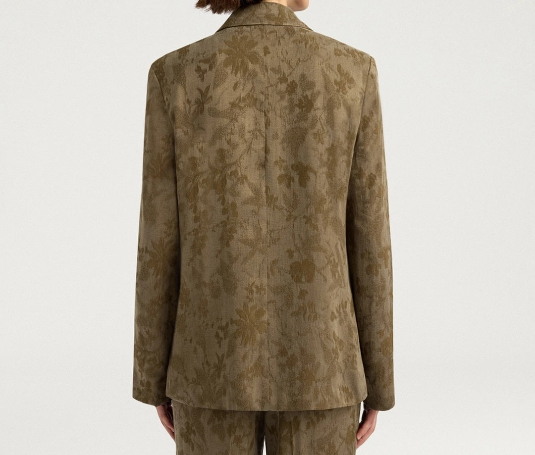 Relaxed Jacquard Cupro Jacket With Single-Button Closure