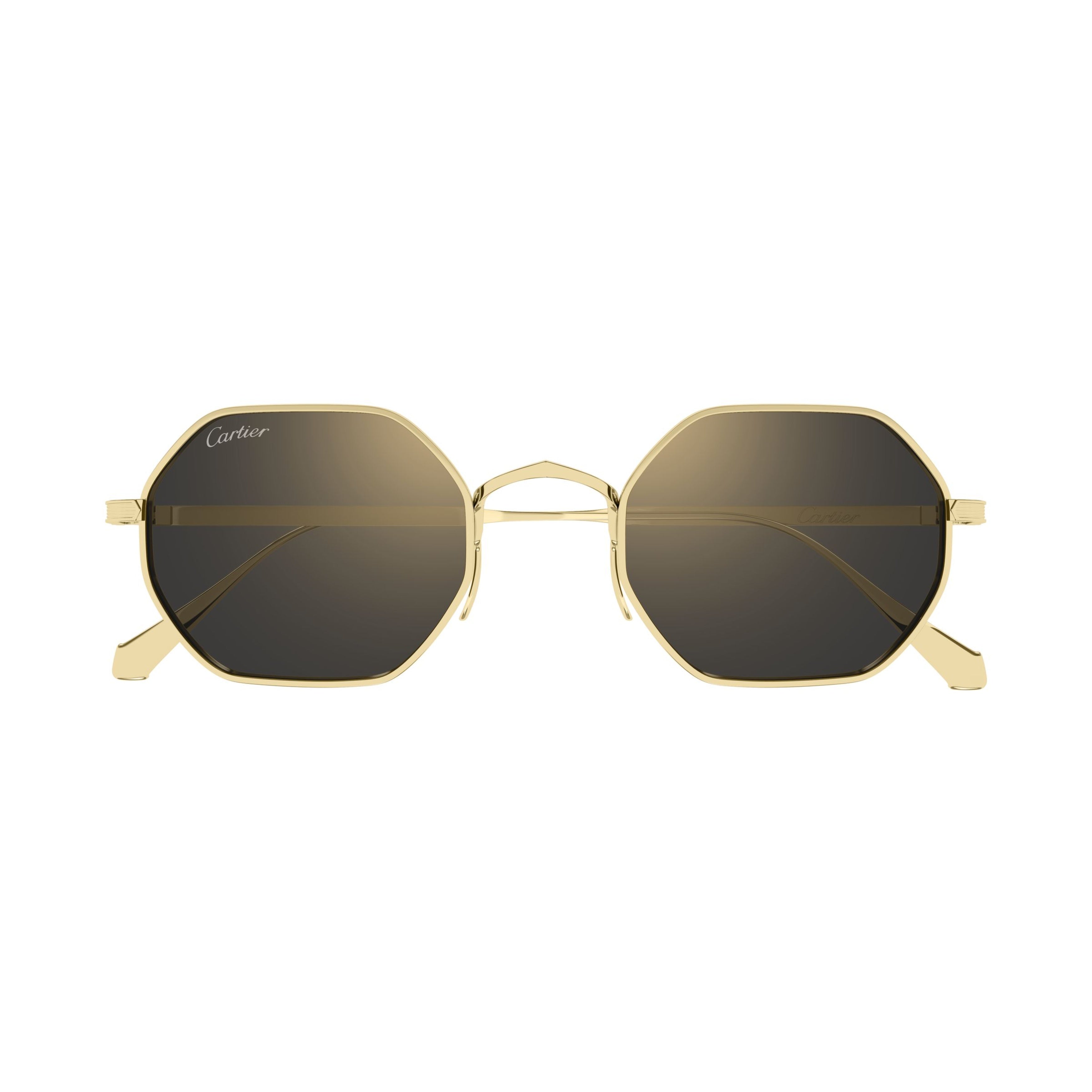 Octagonal Titanium Sunglasses With Polished Gold Finish