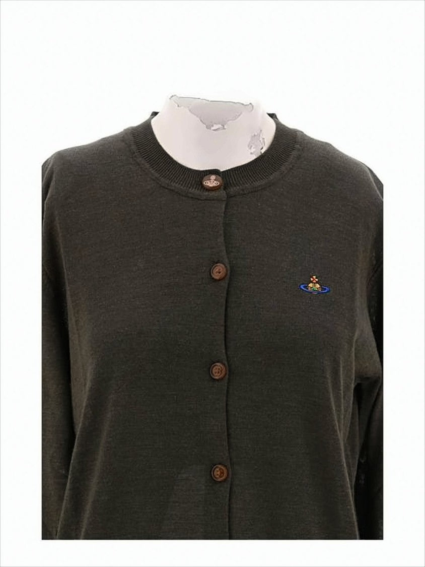 Classic Round Neck Cardigan with Button-Down Front