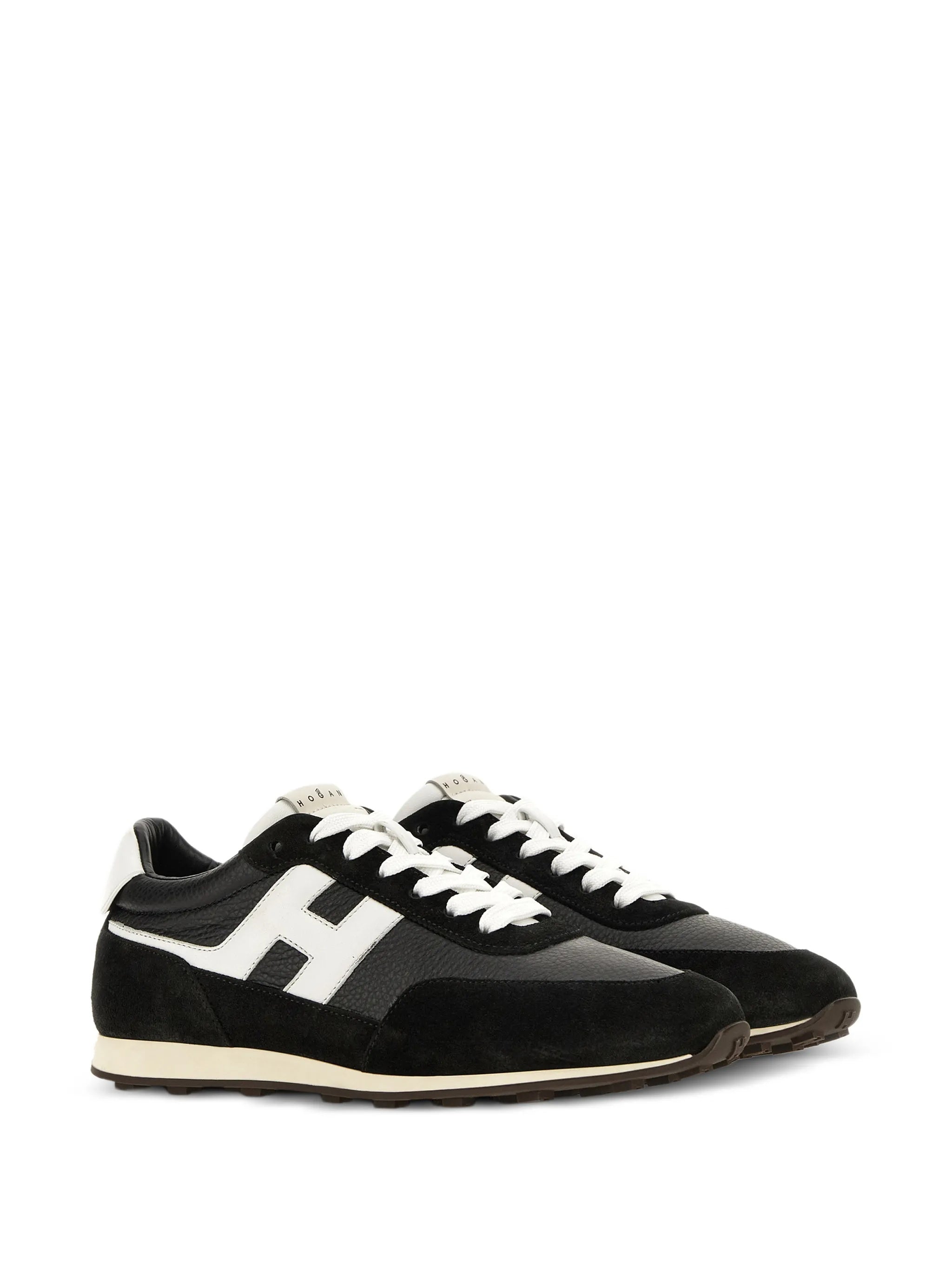 Black Low-Top White Accent Logo Sneakers