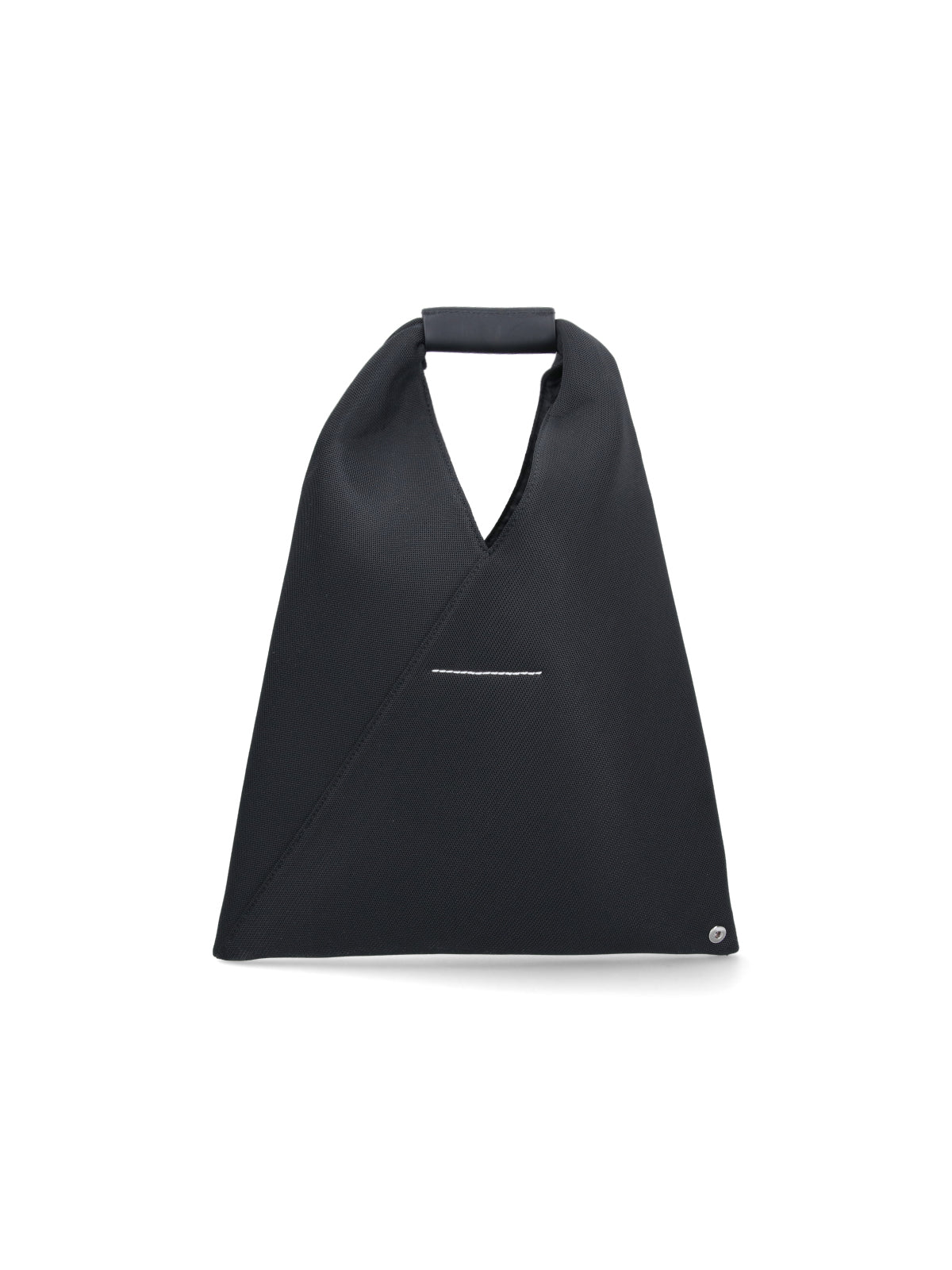 Black Polyester Mesh Tote Bag With Leather Trims