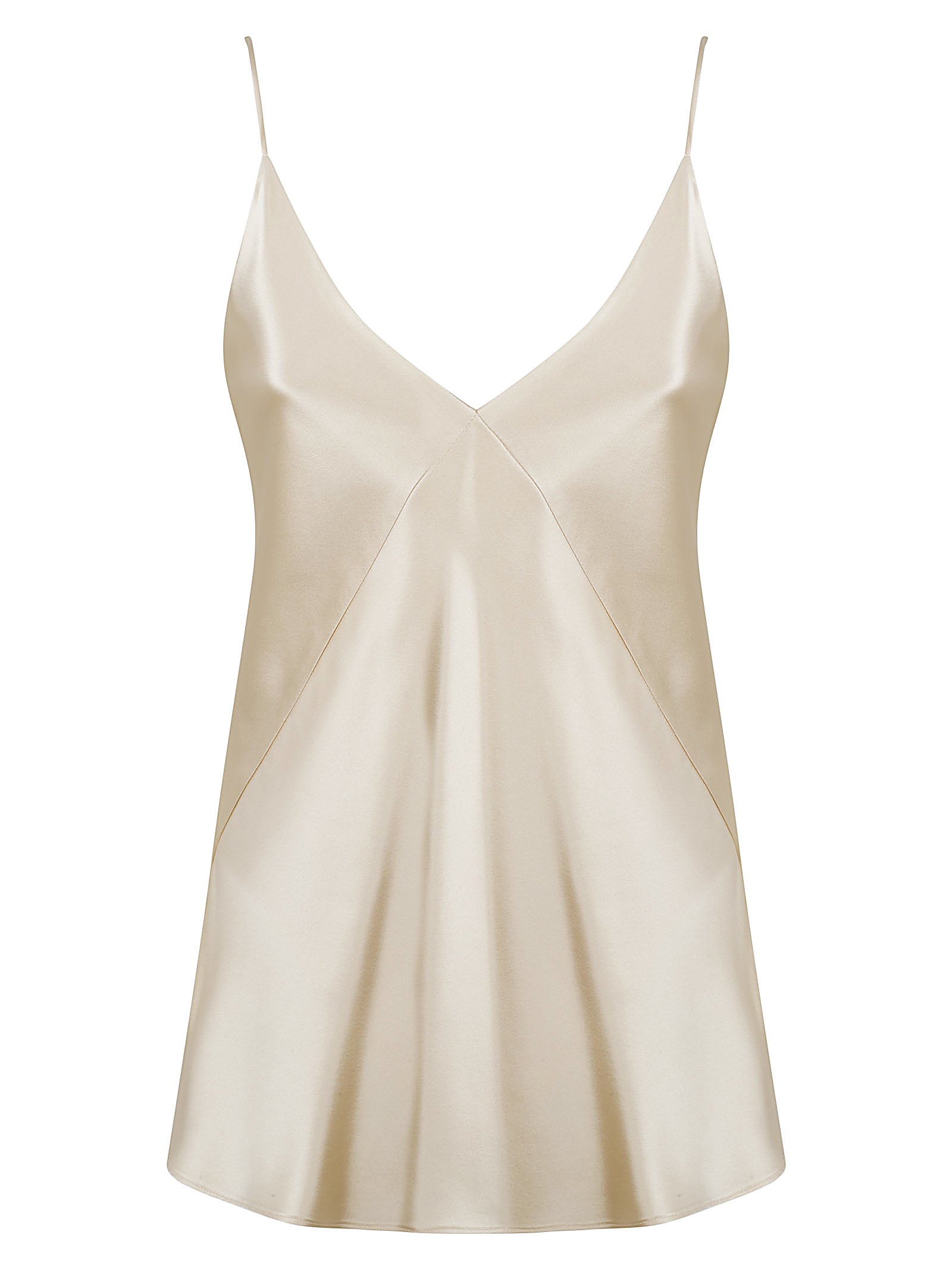White Silk Top with Delicate V-Neckline