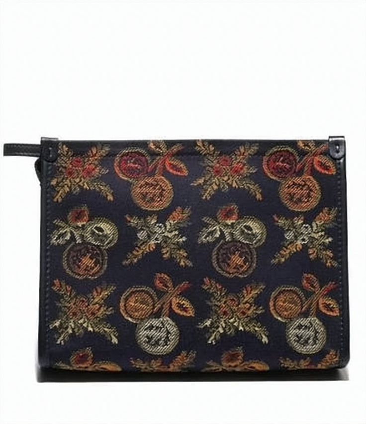Intricately Patterned Black Clutch