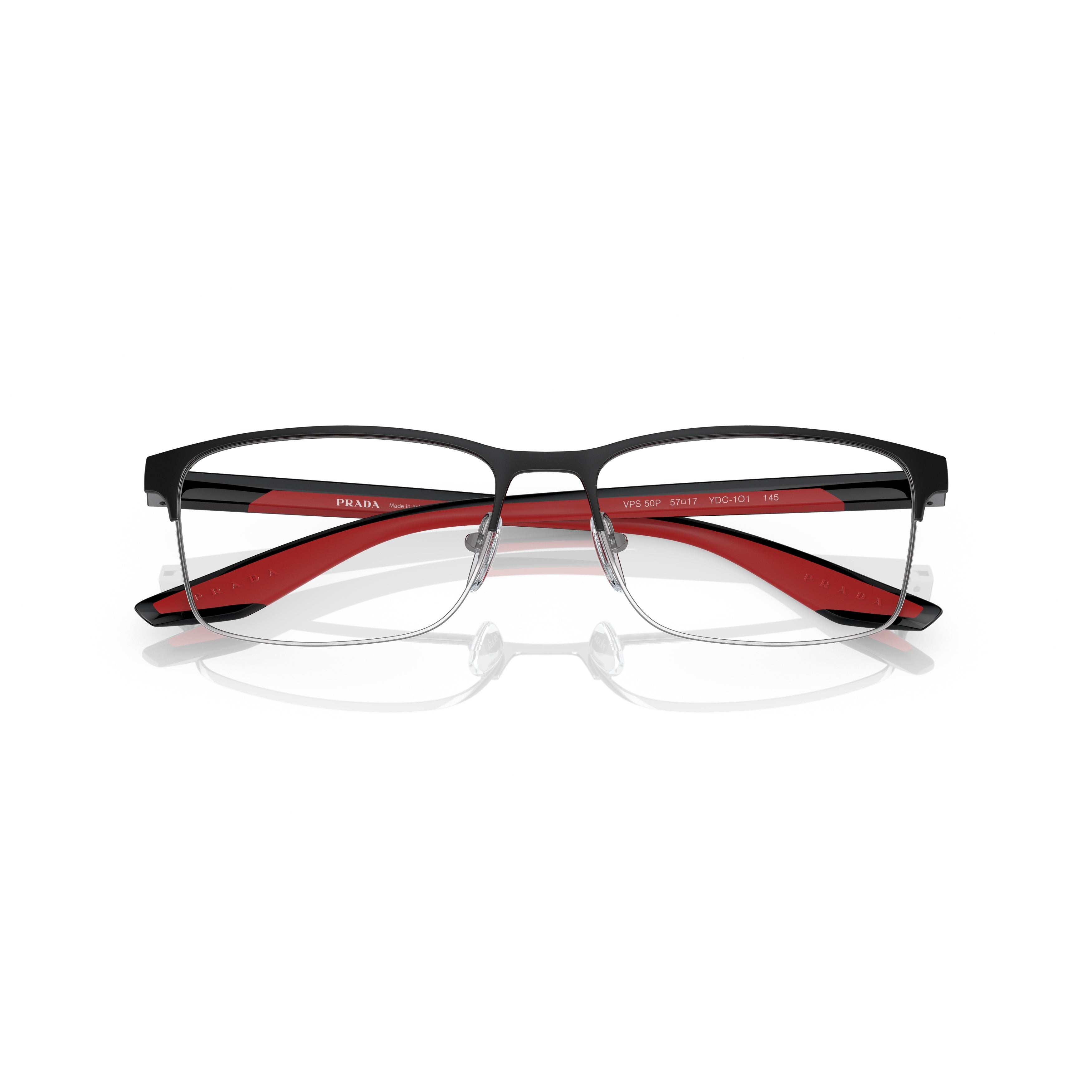 0ps 50pv Rectangular Matte Black Steel Eyeglasses
