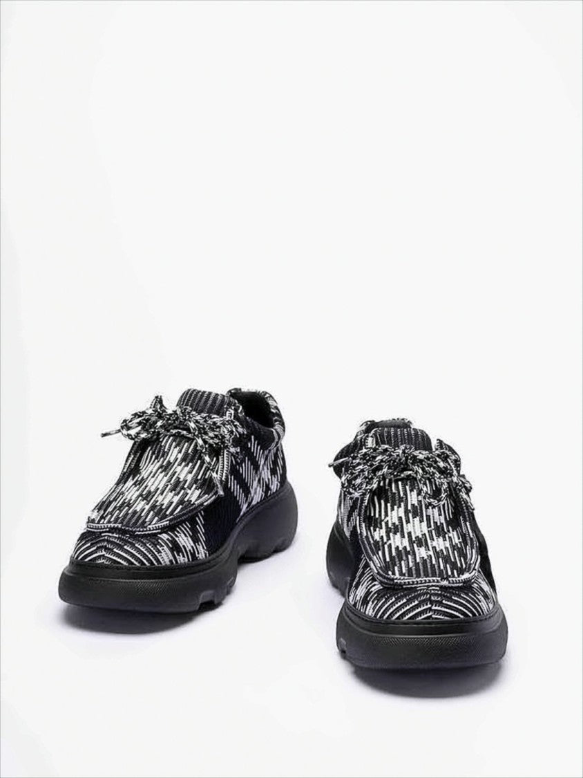 Textured Black and White Patterned Sneakers