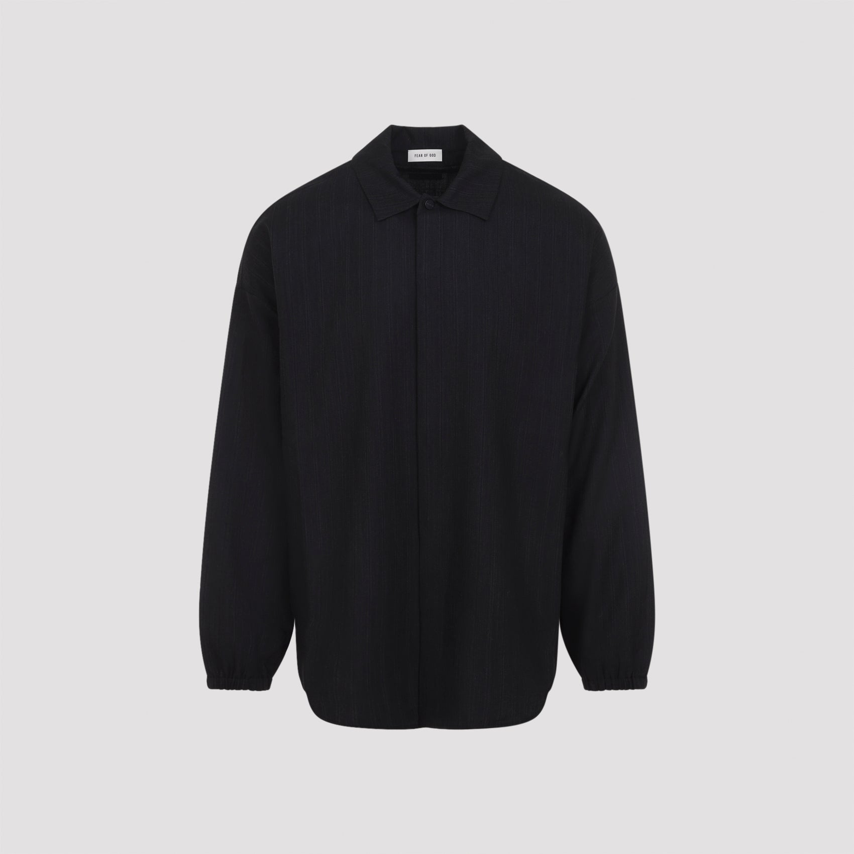 Black Virgin Wool Shirt with Classic Collar