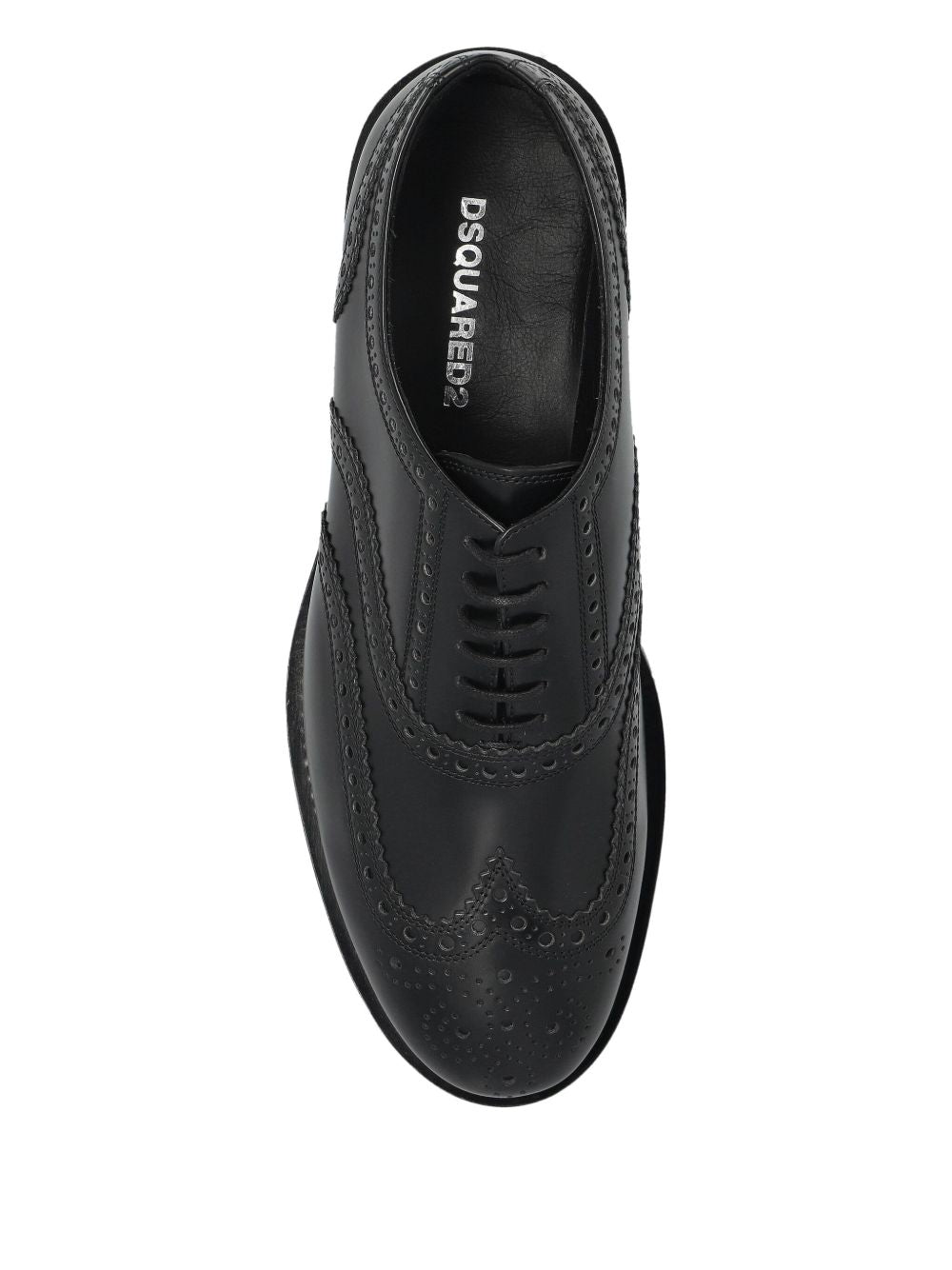 Wingtip Lace-Up Black Leather Shoes