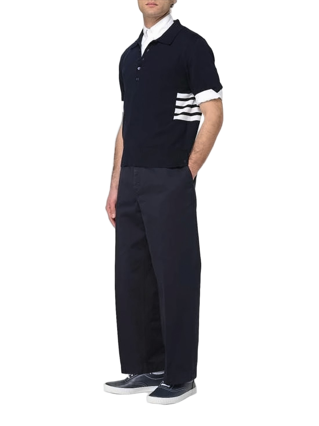 Short-Sleeved Polo Shirt with Contrasting Stripes