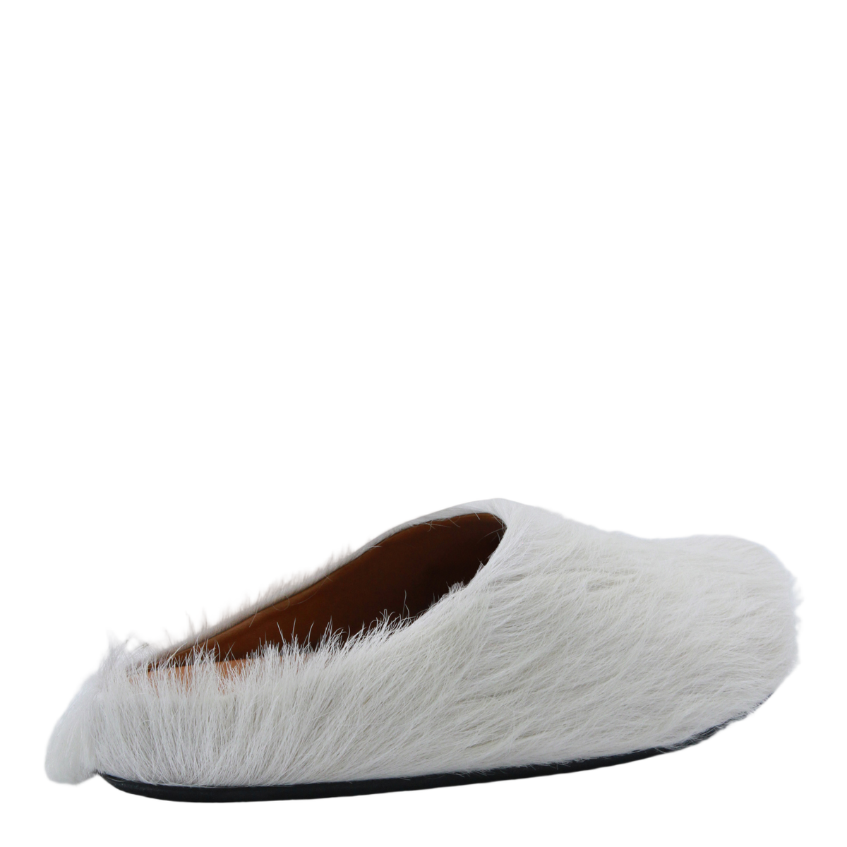 White Faux Fur Slip-On Sandals