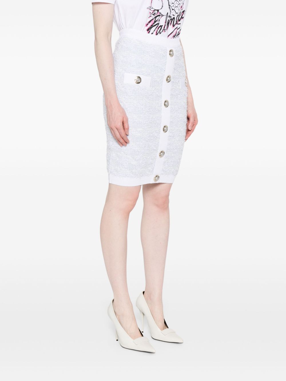 High-Waisted Knee-Length Tweed Skirt