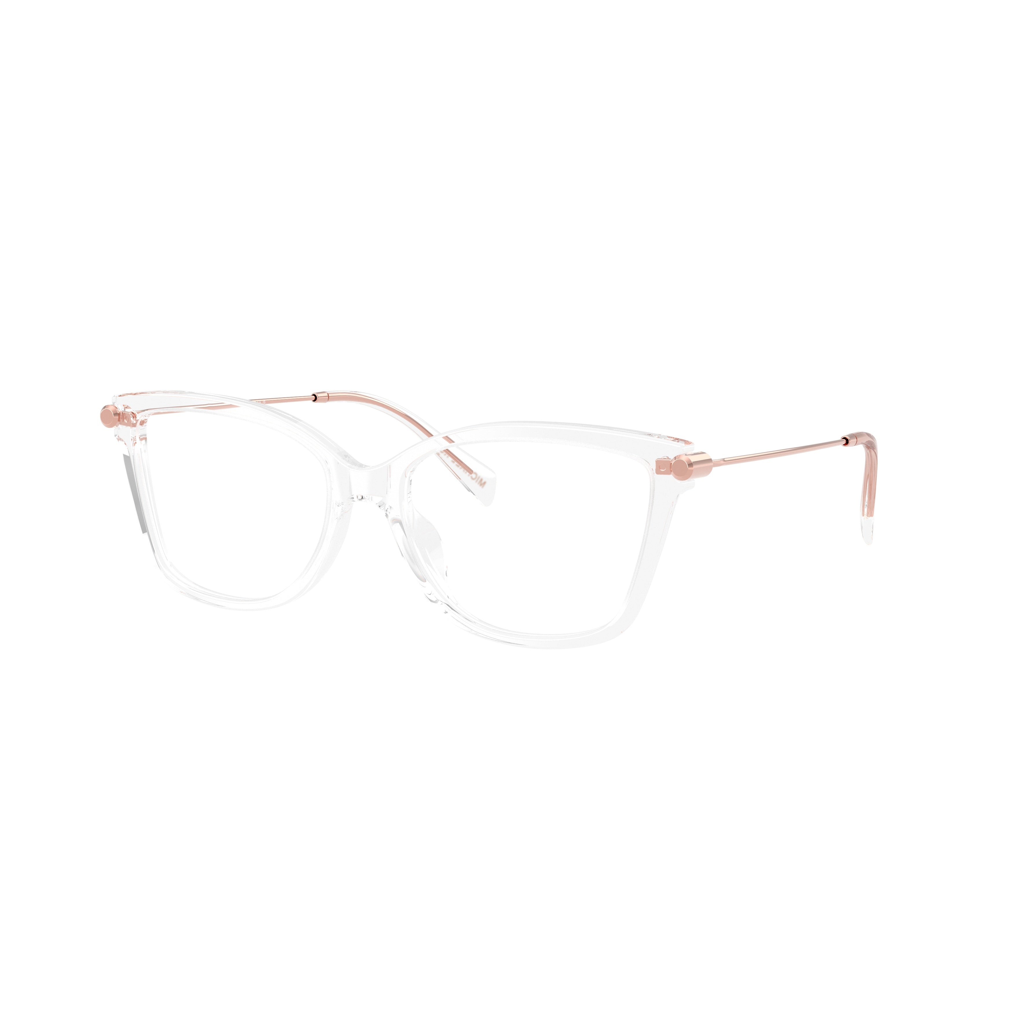 0mk4150u Transparent Acetate Cat-Eye Eyeglasses with Rose Gold Temples