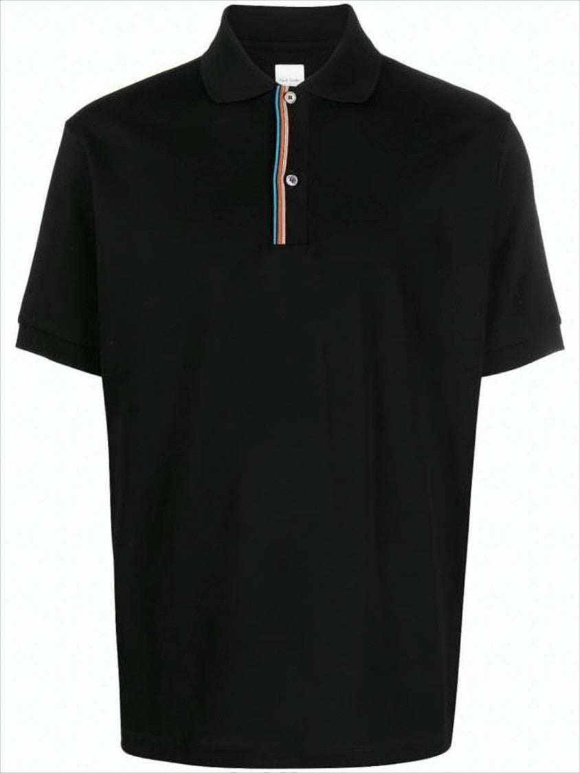 Short-Sleeve Polo Shirt with Multicolor Striped Detail