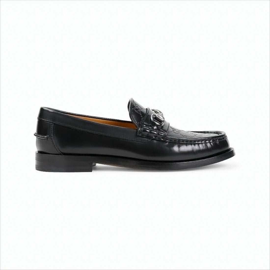 Black Leather Loafer with Horsebit Detail