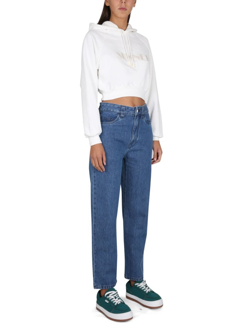 Cropped Hoodie With Drawstring