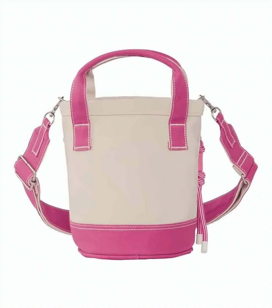 Compact Cotton Tote Bag with Pink Accents