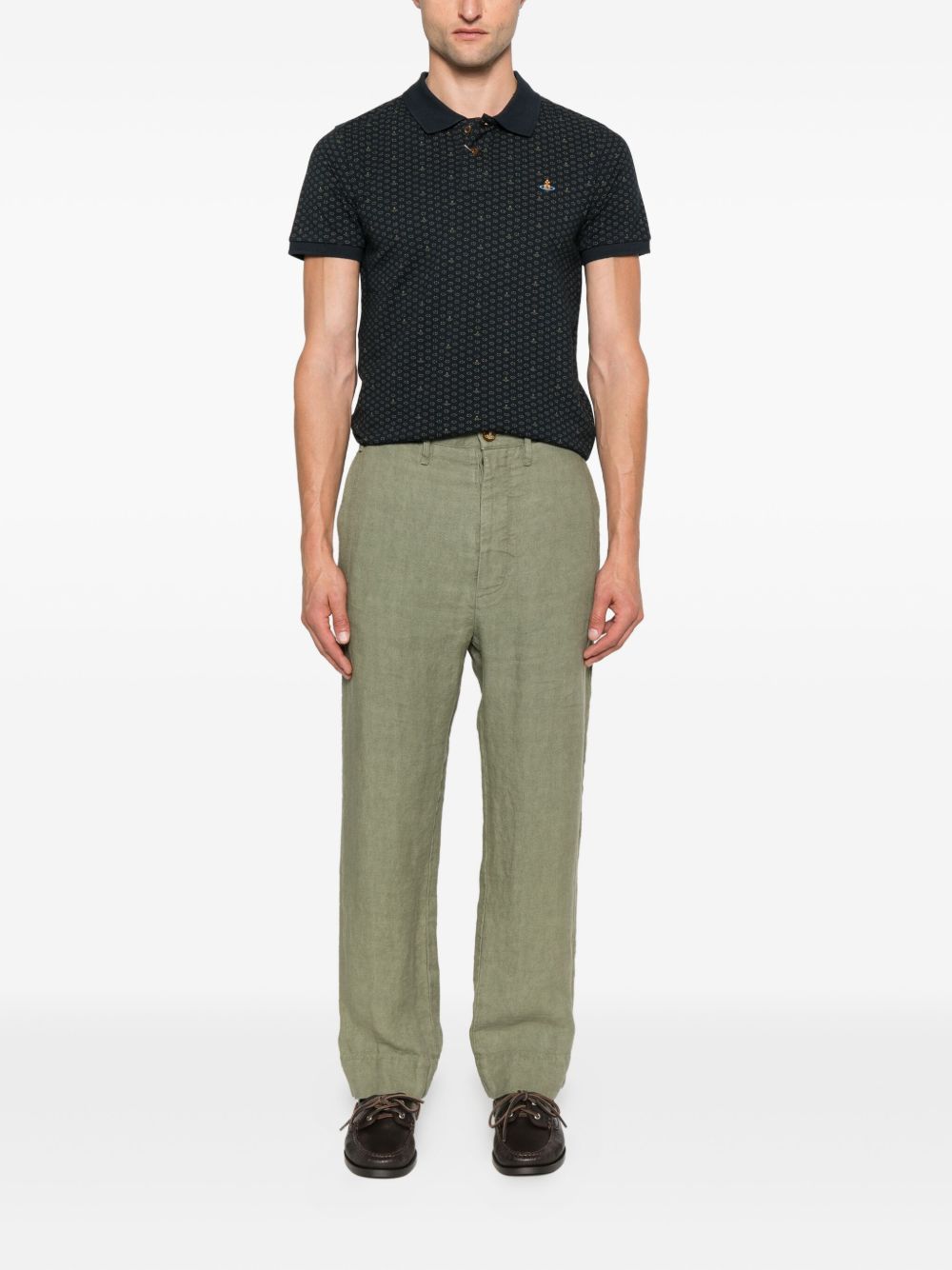 Khaki Green Straight Leg Trousers