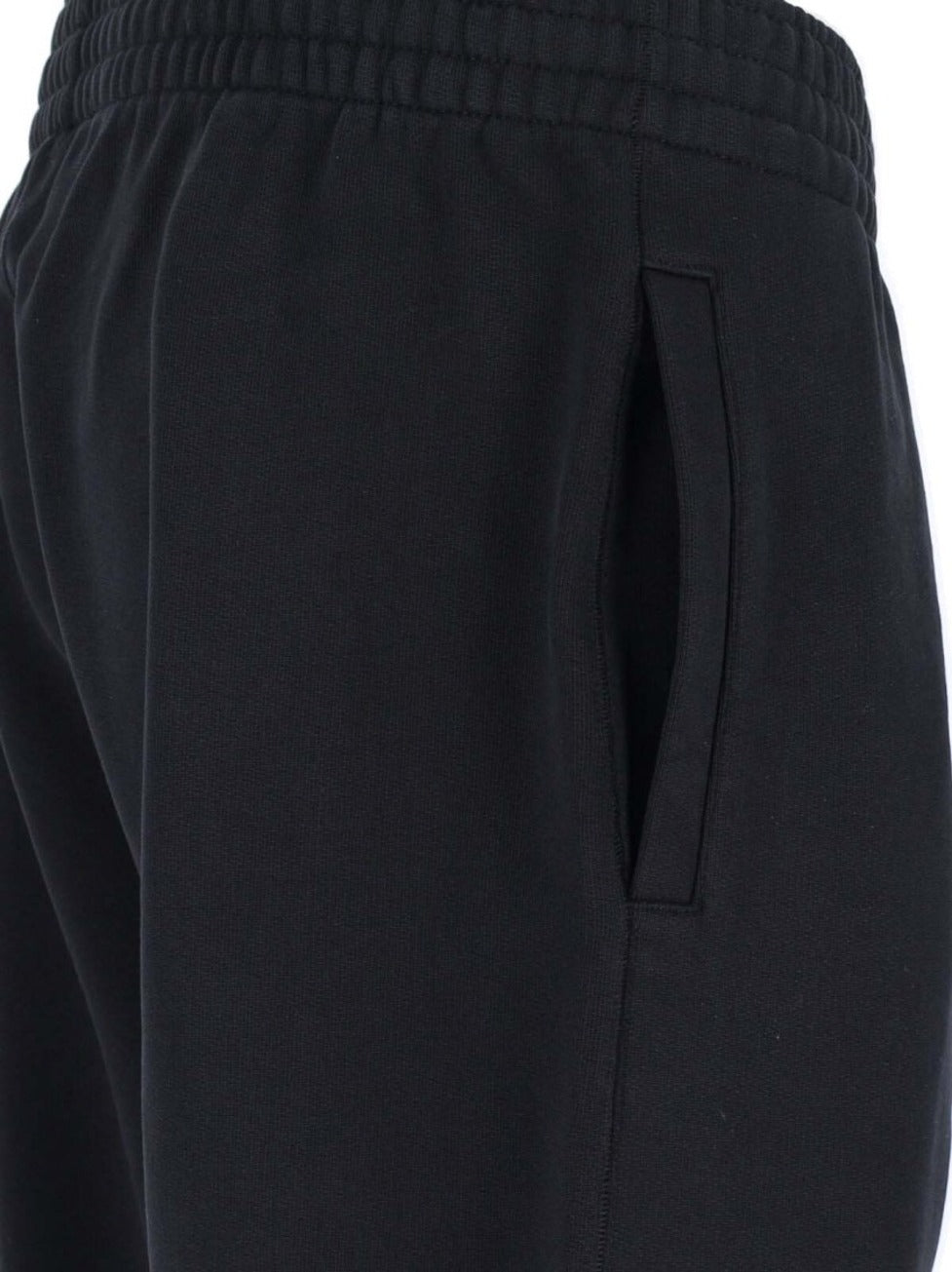 Logo Track Pants, In Black Cotton, Elasticated Mid-Rise