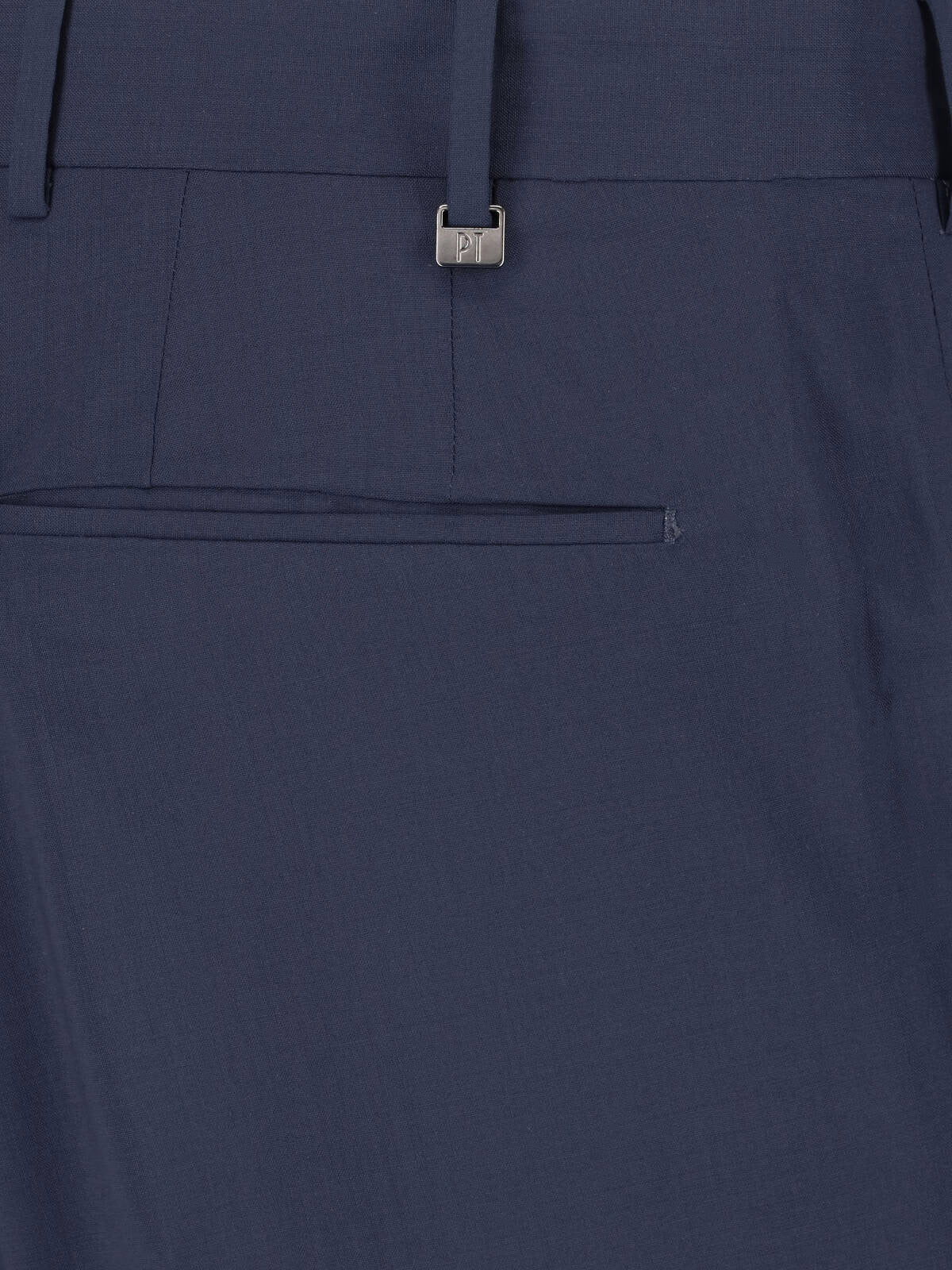 Blue Mid-Rise Straight-Leg Virgin Wool Trousers