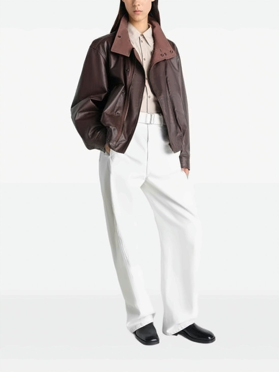 Wide-Leg Pants with Twisted Belt Detail