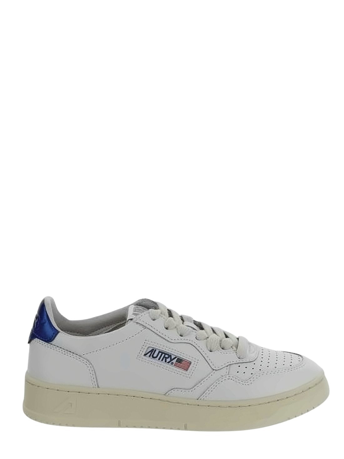 Low-Top Leather Sneakers with Perforated Detailing