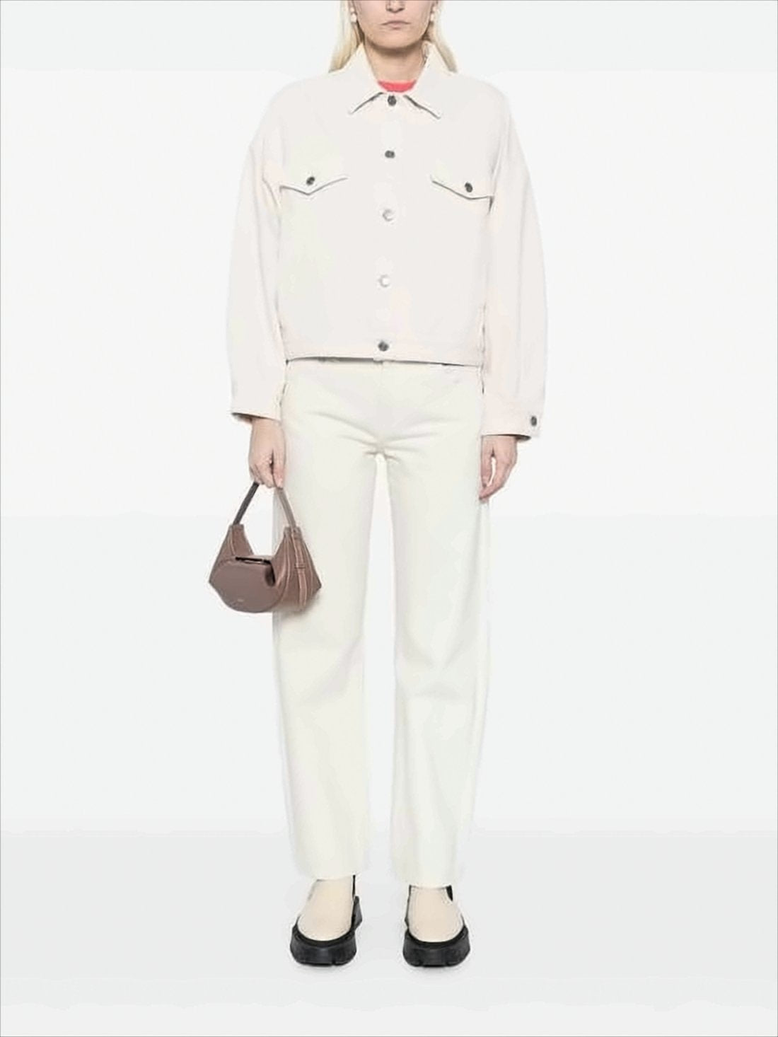 Cropped Cotton Jacket with Button-Down Front