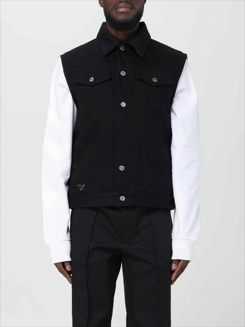 Structured Black Vest With Classic Collar