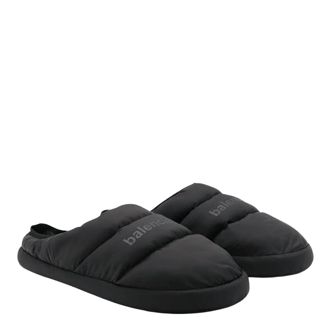Quilted Black Polyamide Slip-On Mules