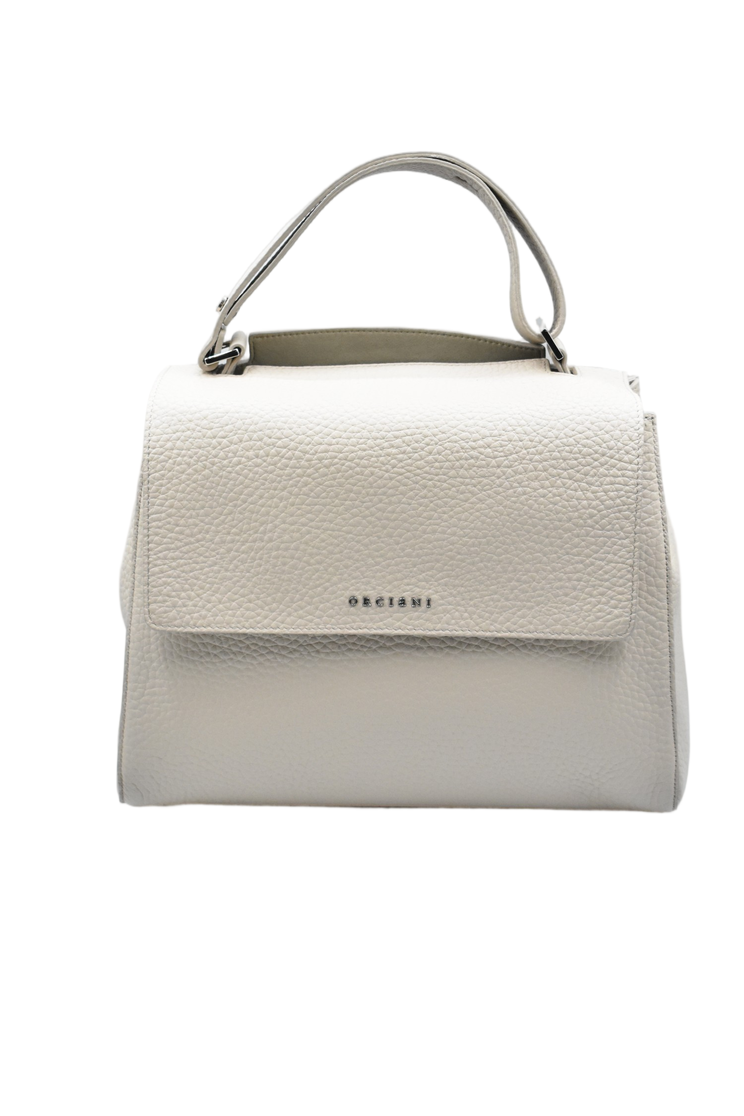 Structured Hammered Leather Handbag With Customizable Zip Pocket