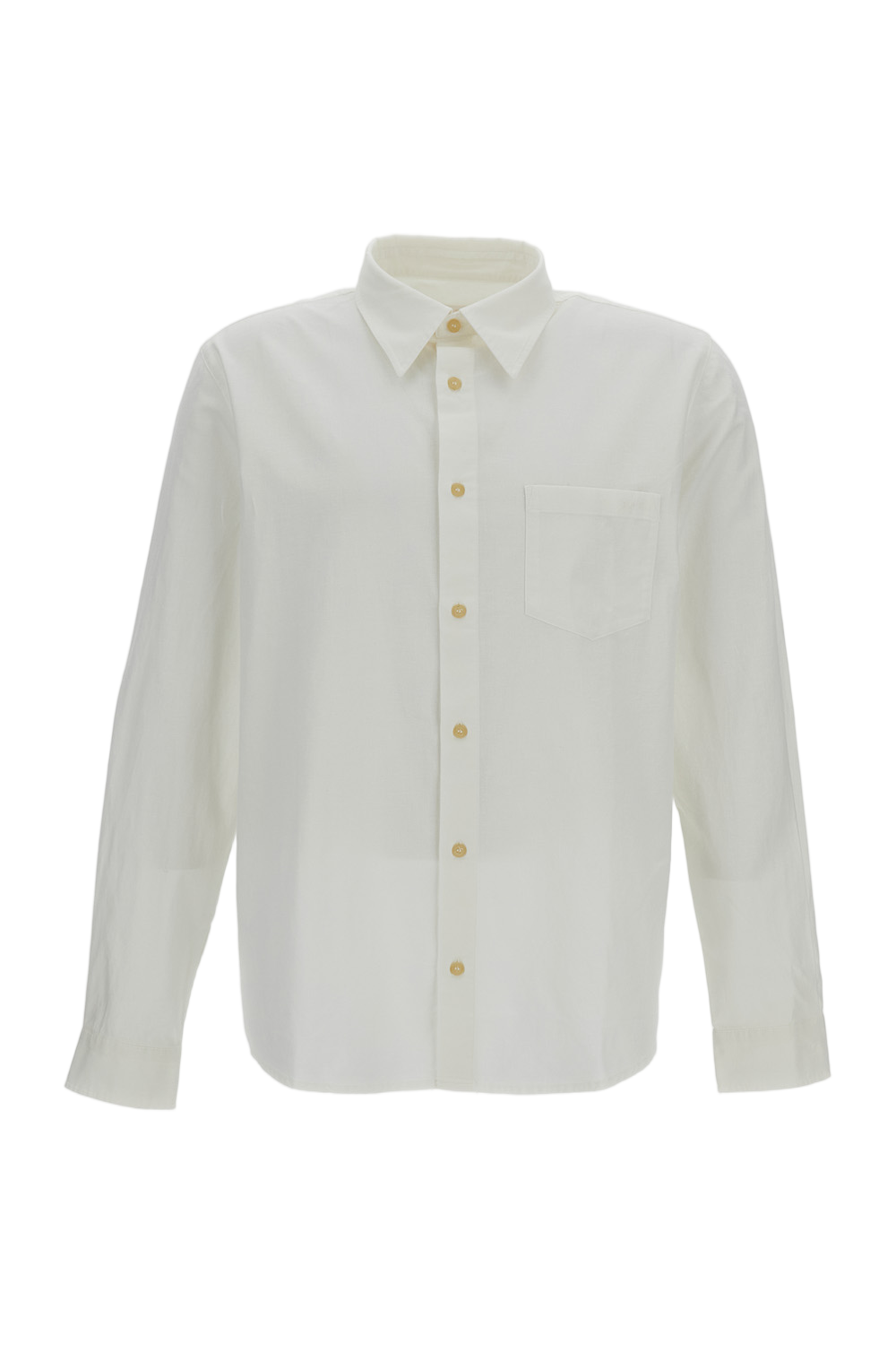 Cotton-Linen Blend Shirt with Pointed Collar