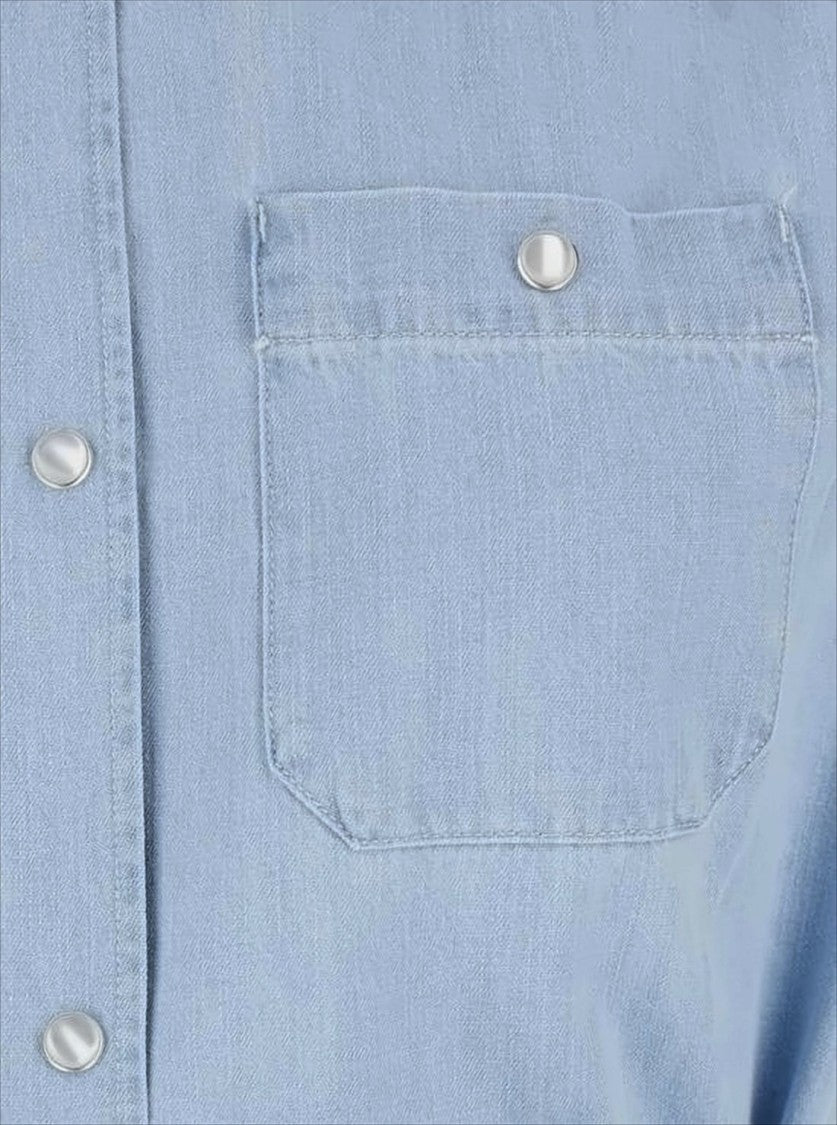 Short Denim Dress with Classic Collar