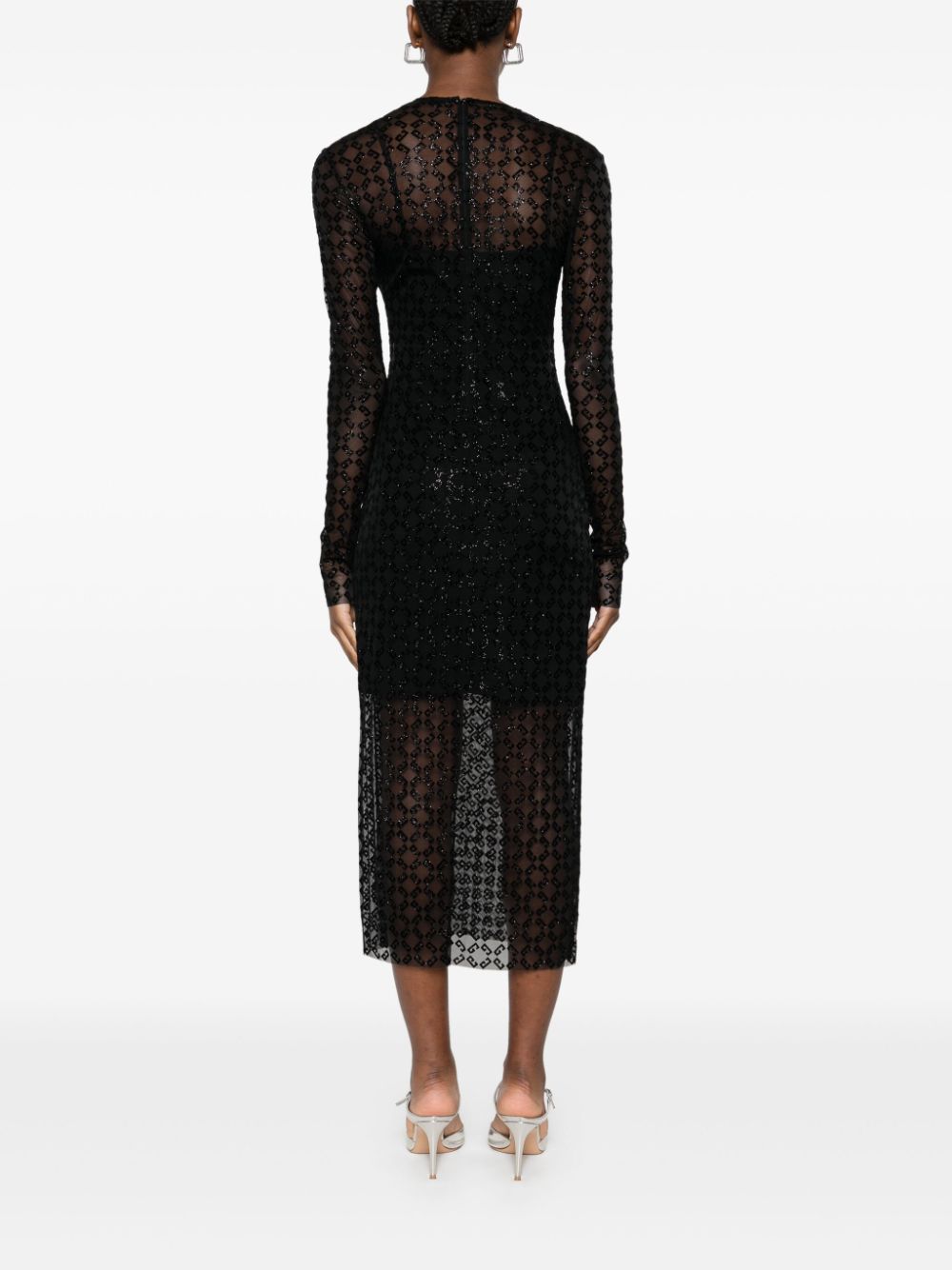 Sheer Overlay Midi Dress