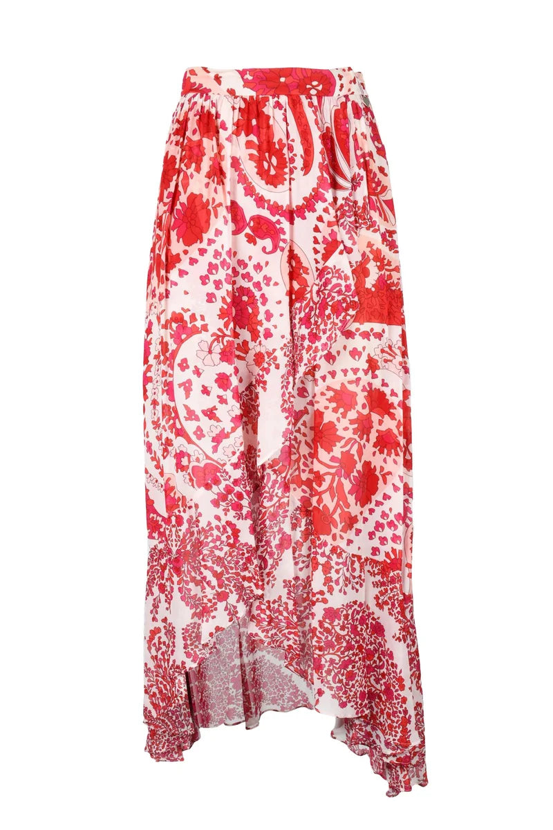 Viscose Skirt - White/Red