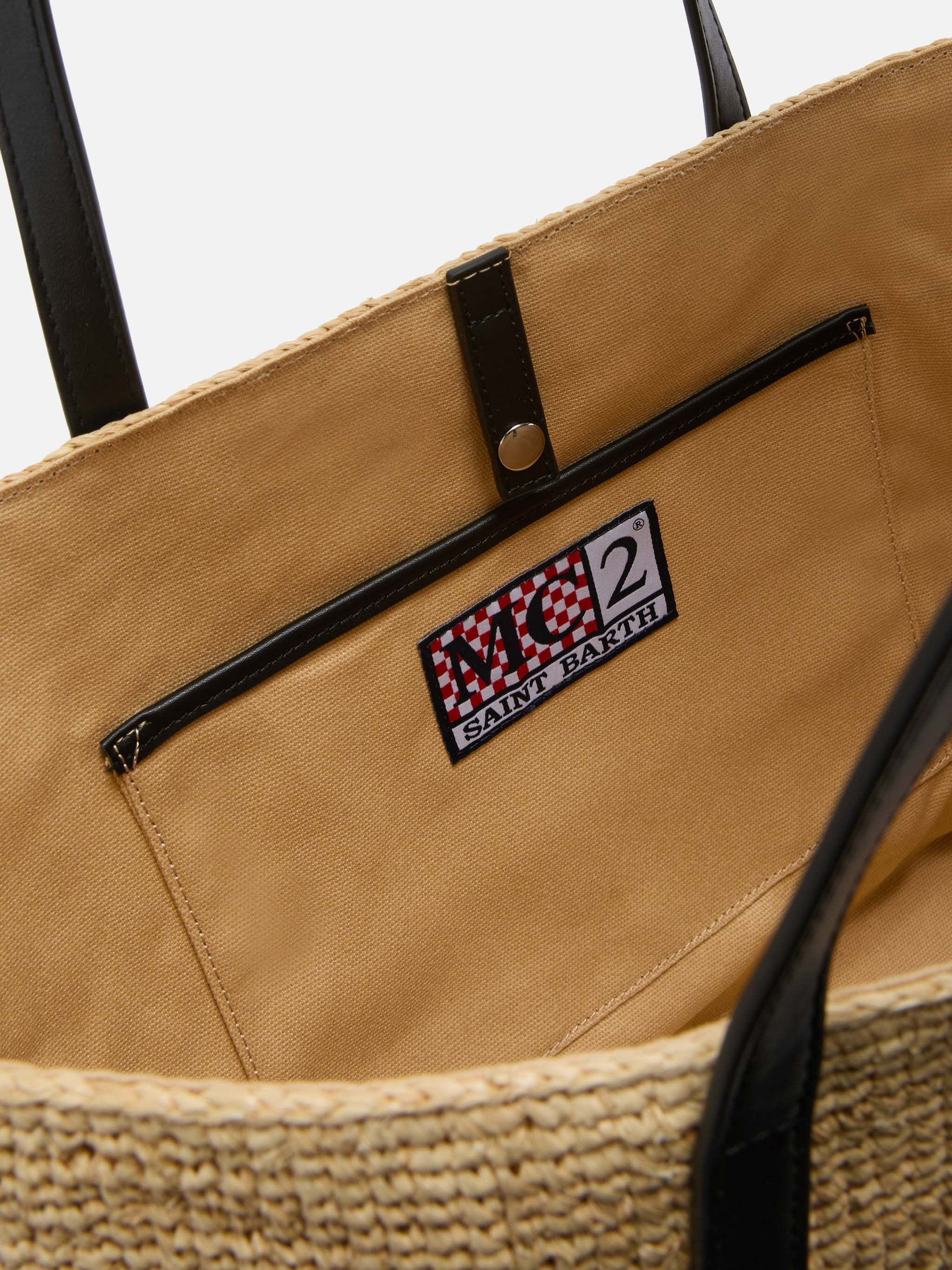 Woven Tote Bag with Embroidered Logo