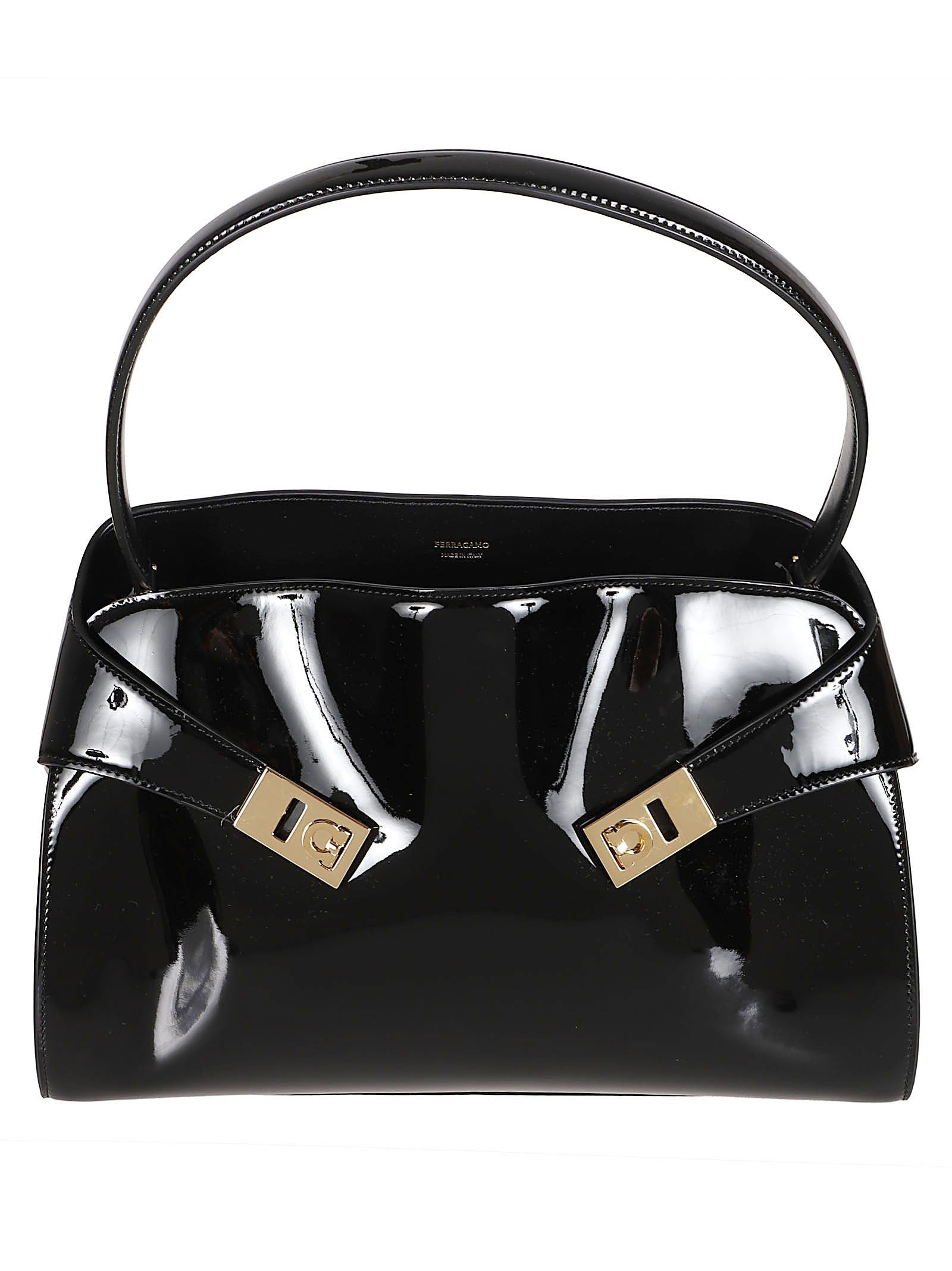 Curved Silhouette Bag with Gold Buckle Details