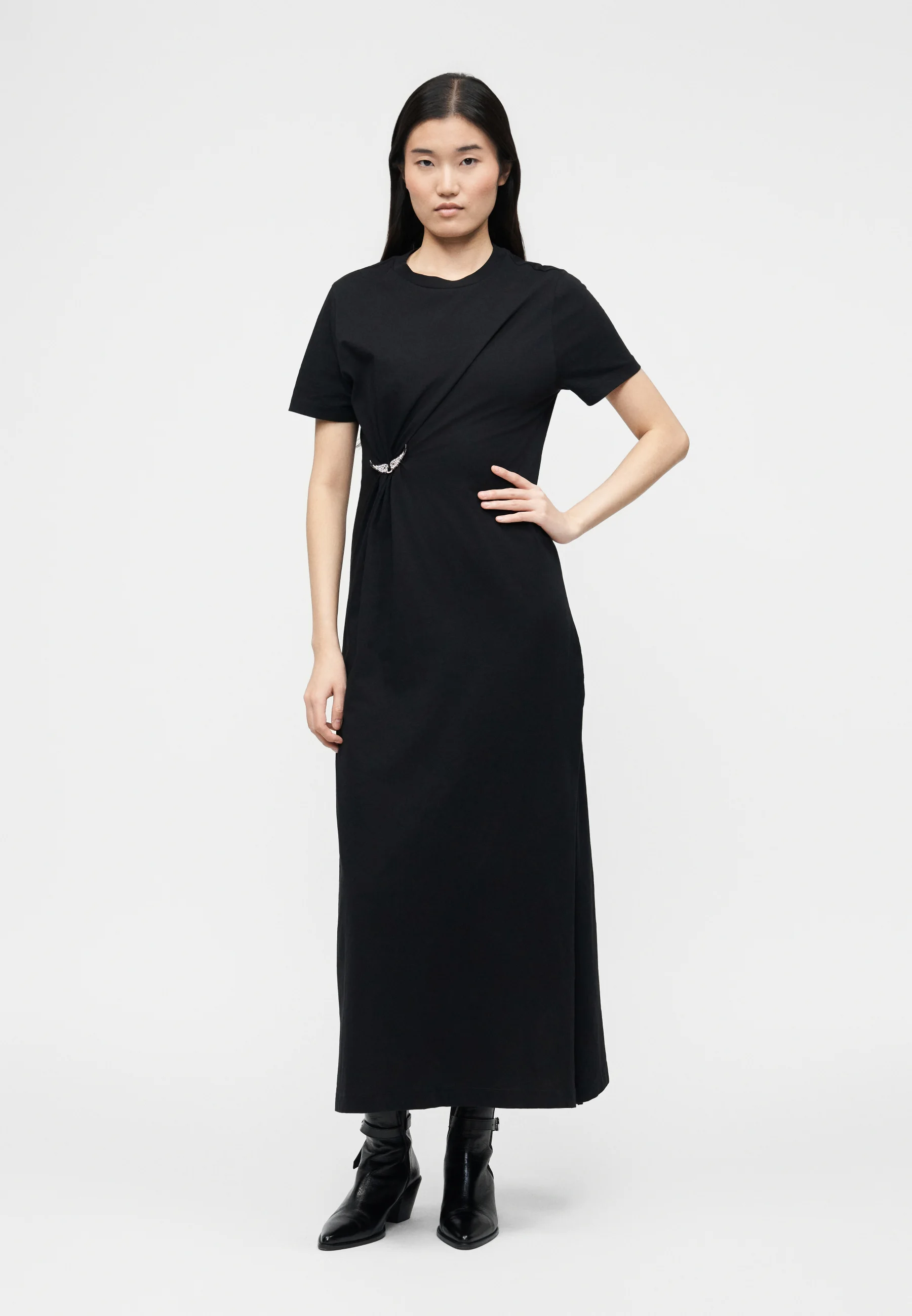 Mid-Calf Midi Dress with Gathered Waist