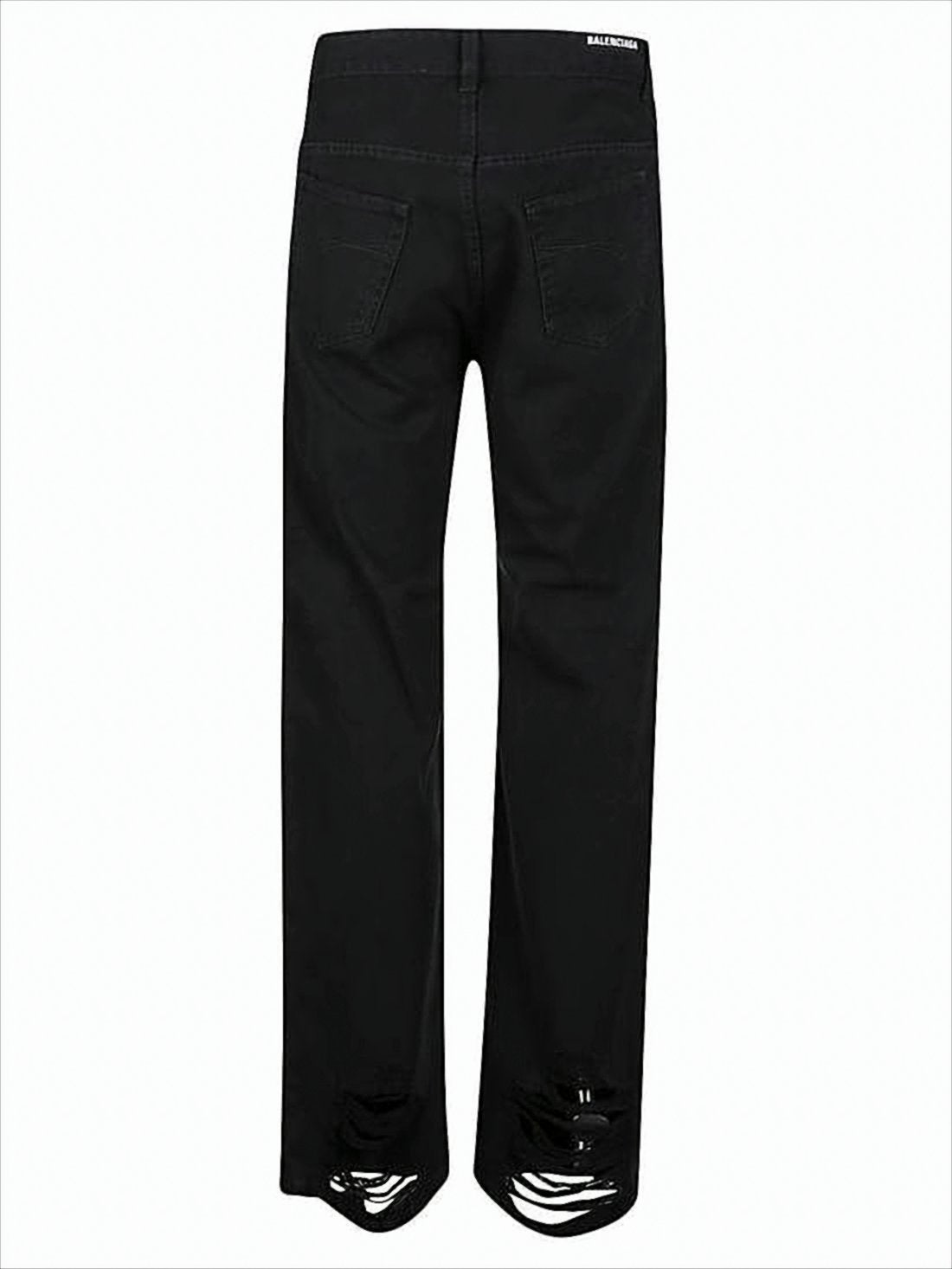 Straight-Leg Black Denim Pants
