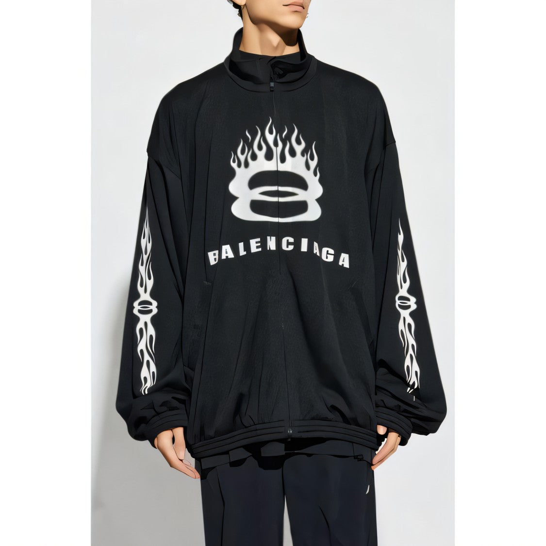Relaxed-Fit Graphic Logo Jacket With High Collar