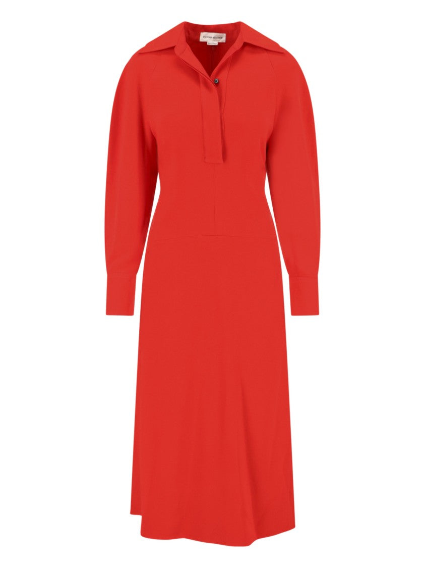 Shirt Midi Dress Red