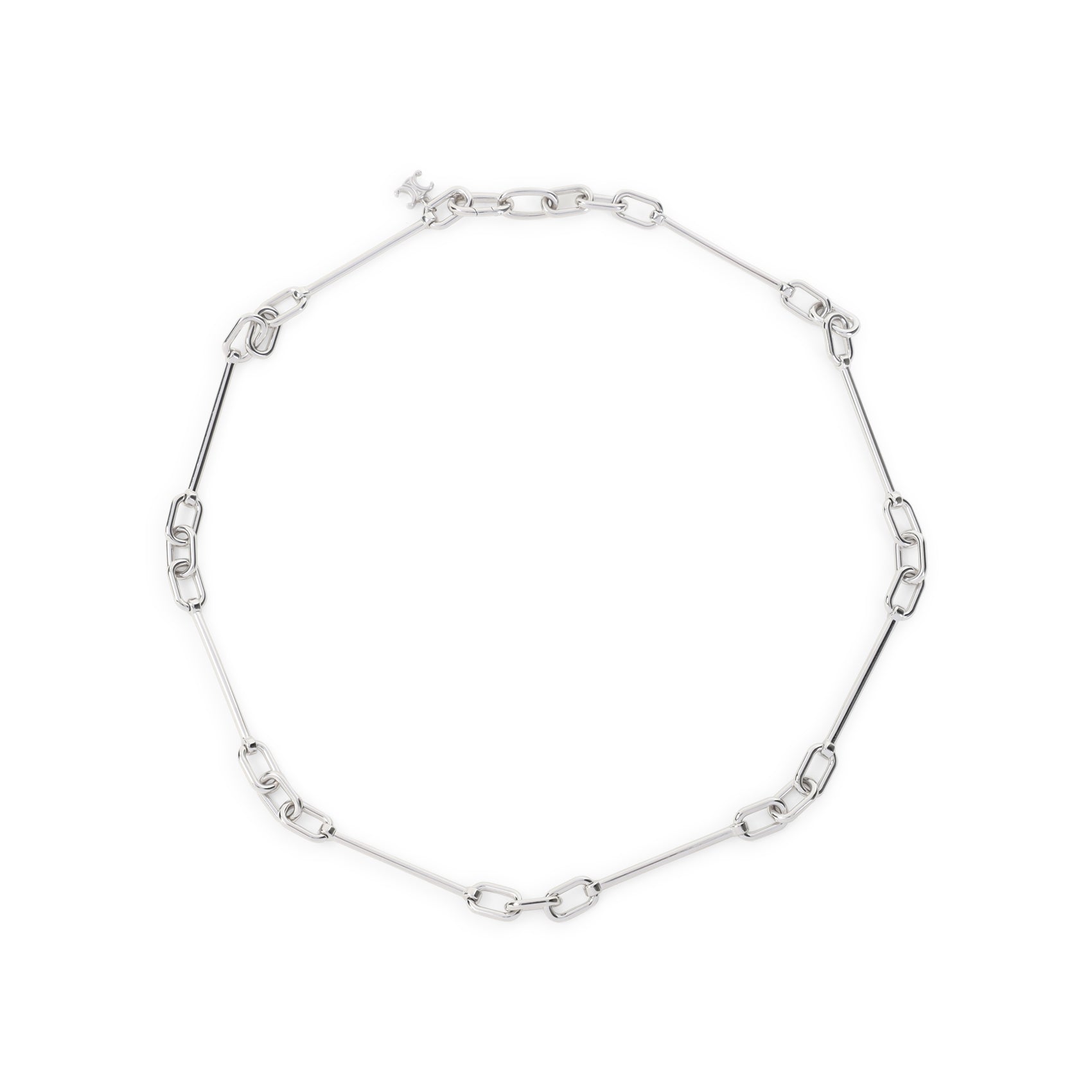 Sculptural Metallic Necklace with Elongated Chain Links