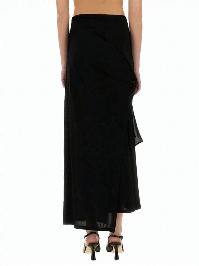 Wrap Design Midi Skirt with Side Tie Detail