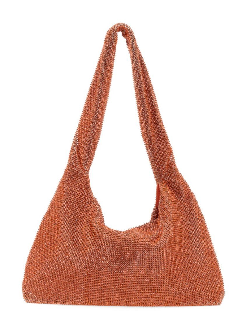 Rhinestone-Embellished Triangular Shoulder Bag