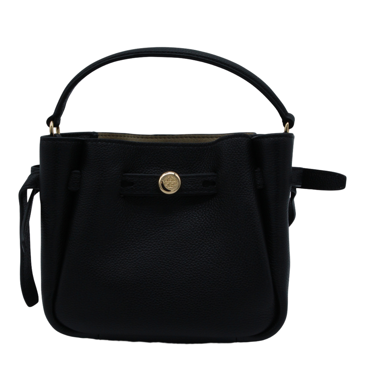 Structured Black Handbag with Pebbled Texture